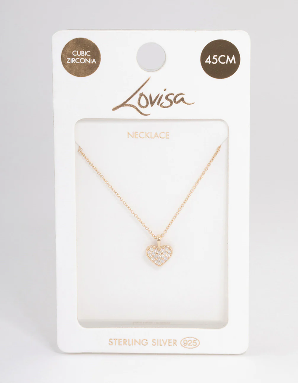 Gold Plated Sterling Silver Pave Cubic Zirconia Heart Necklace - Image 3