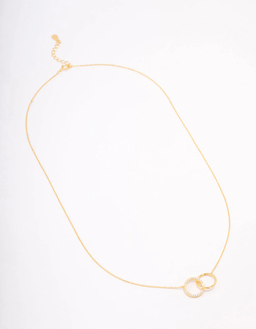 Gold Plated Sterling Silver Paved Link Hoop Necklace - Image 2