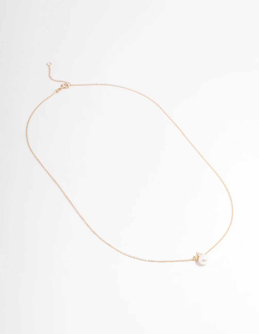 Gold Plated Sterling Silver Pearl Cubic Zirconia Necklace - Image 2