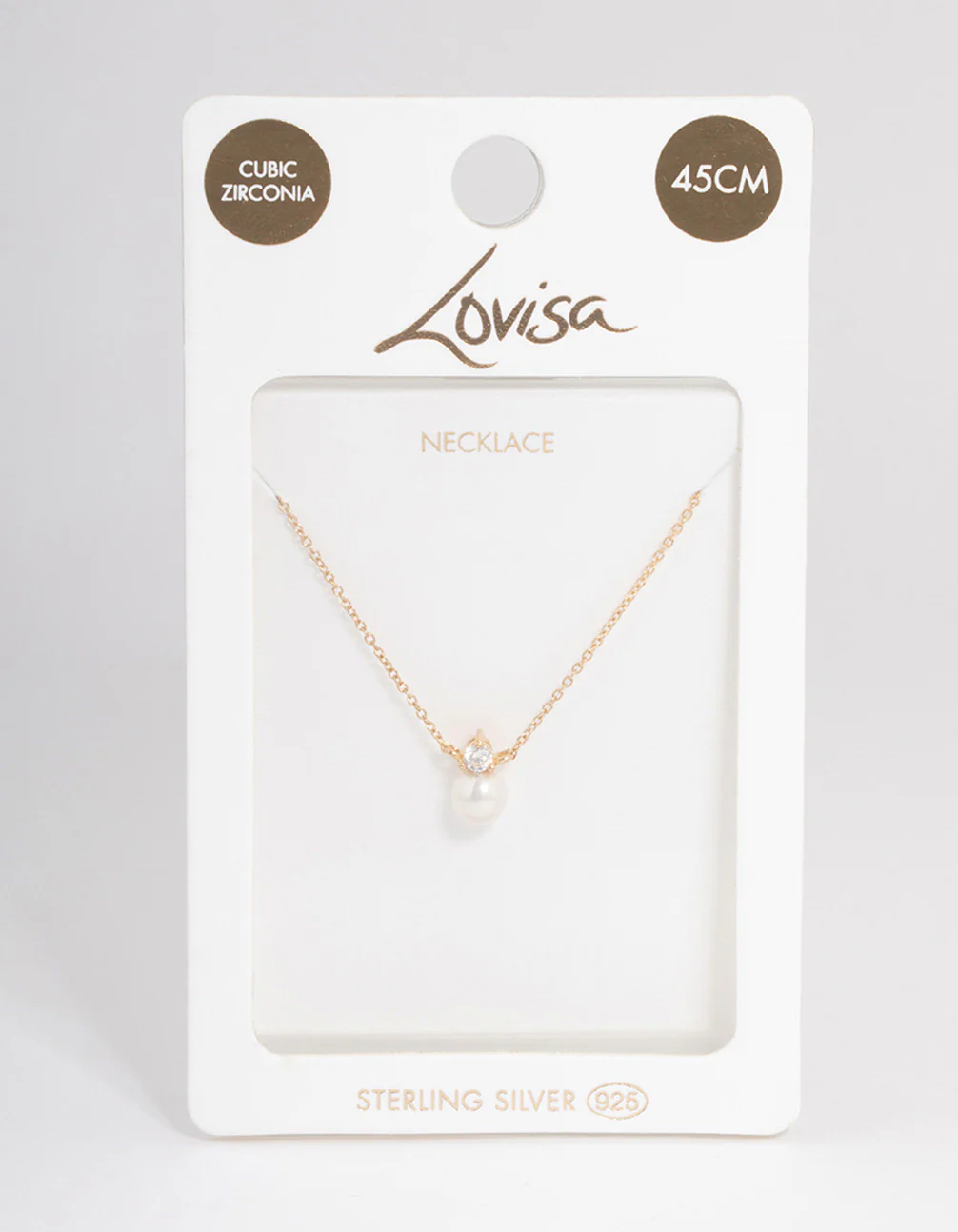 Gold Plated Sterling Silver Pearl Cubic Zirconia Necklace - Image 3