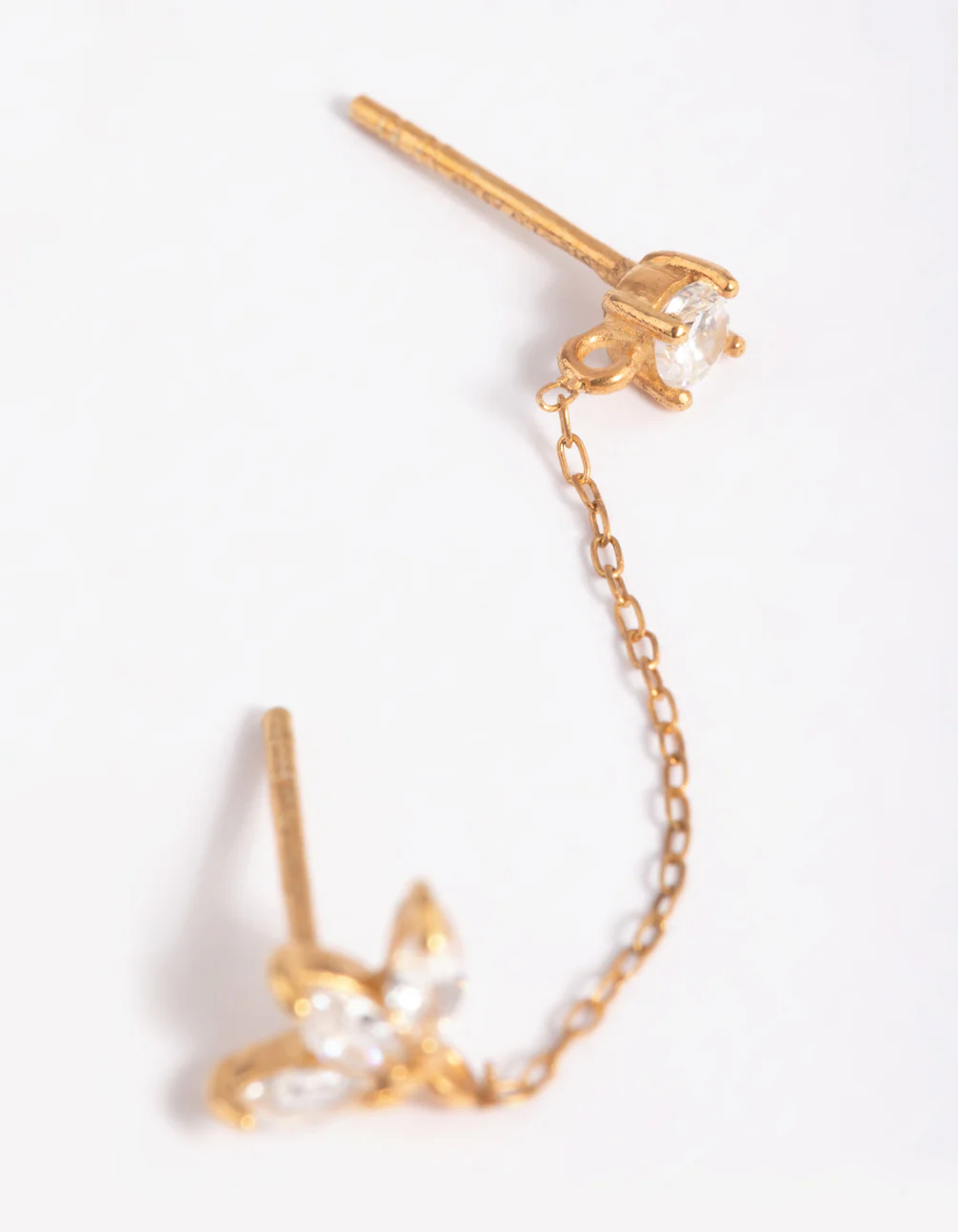 Gold Plated Sterling Silver Petal Stud Earrings - Image 2