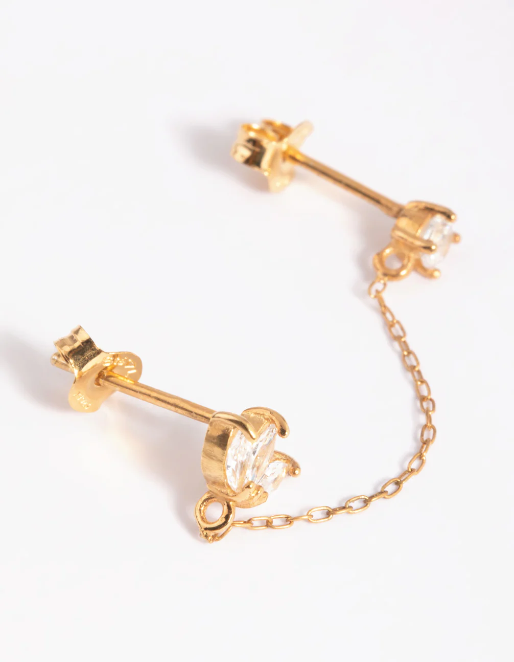 Gold Plated Sterling Silver Petal Stud Earrings - Image 3