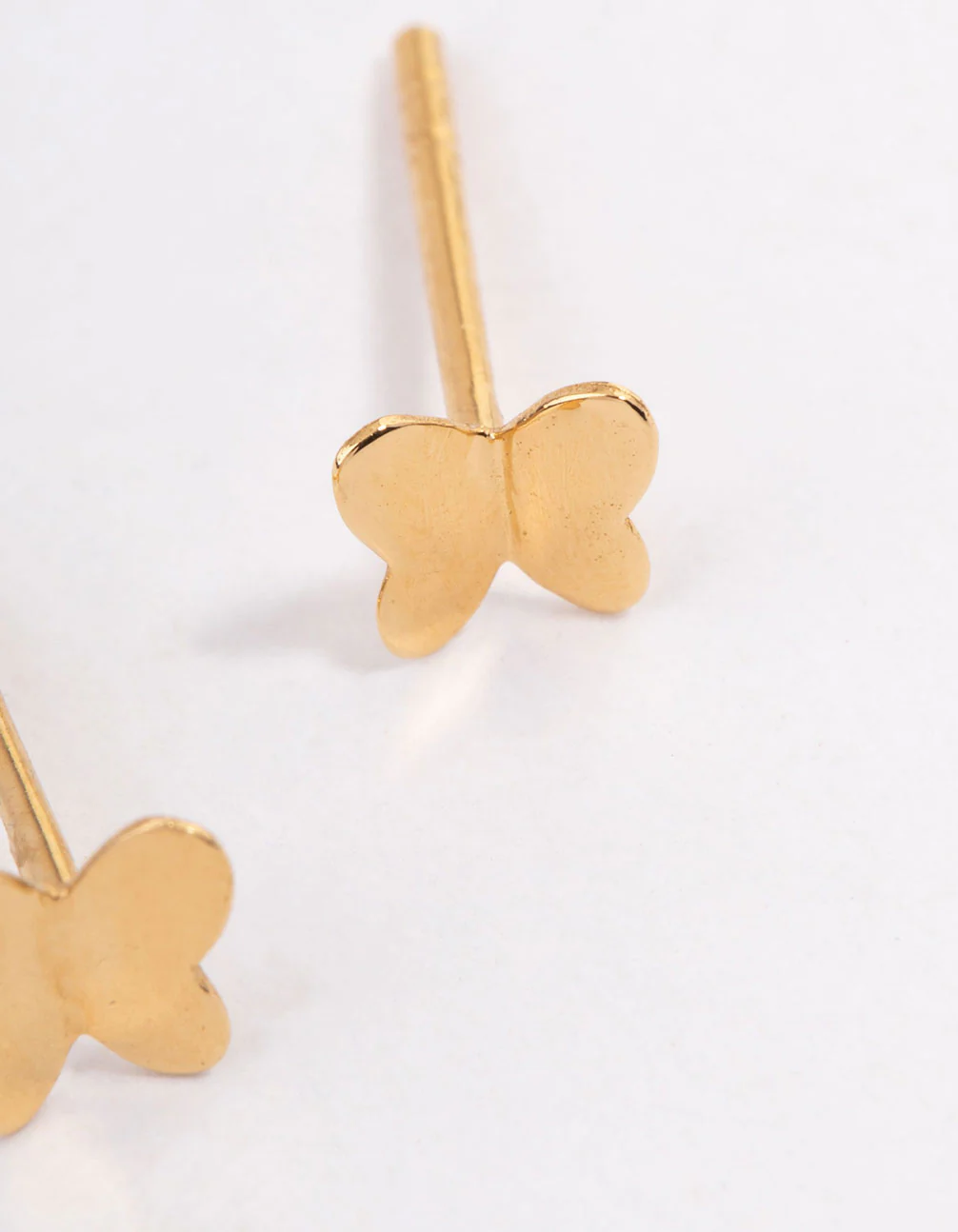 Gold Plated Sterling Silver Polished Butterfly Stud Earrings - Image 2