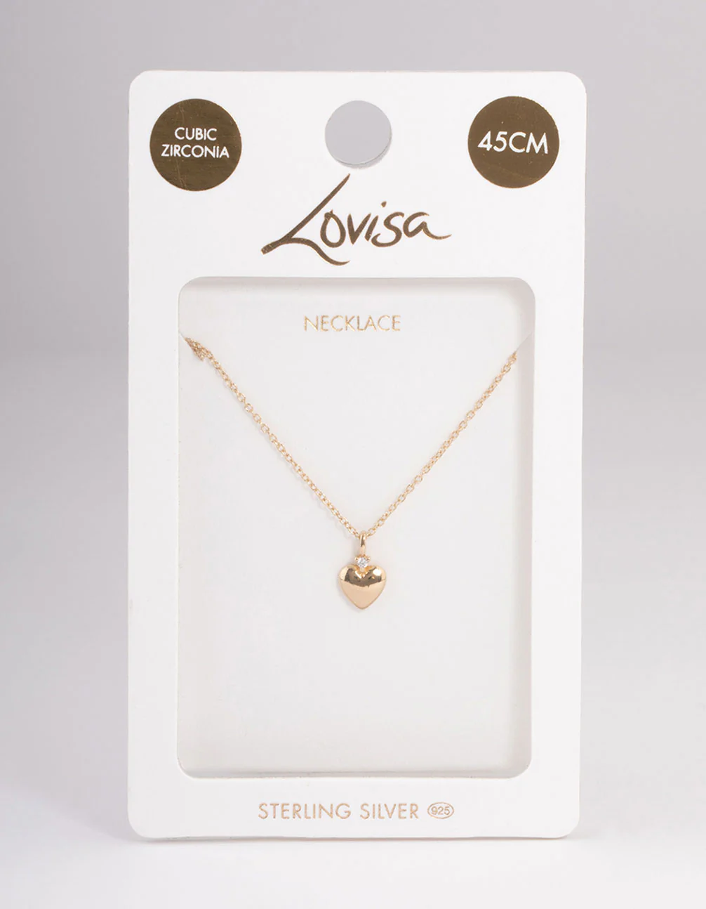 Gold Sterling Plated Puff Heart Pendant Necklace - Image 3