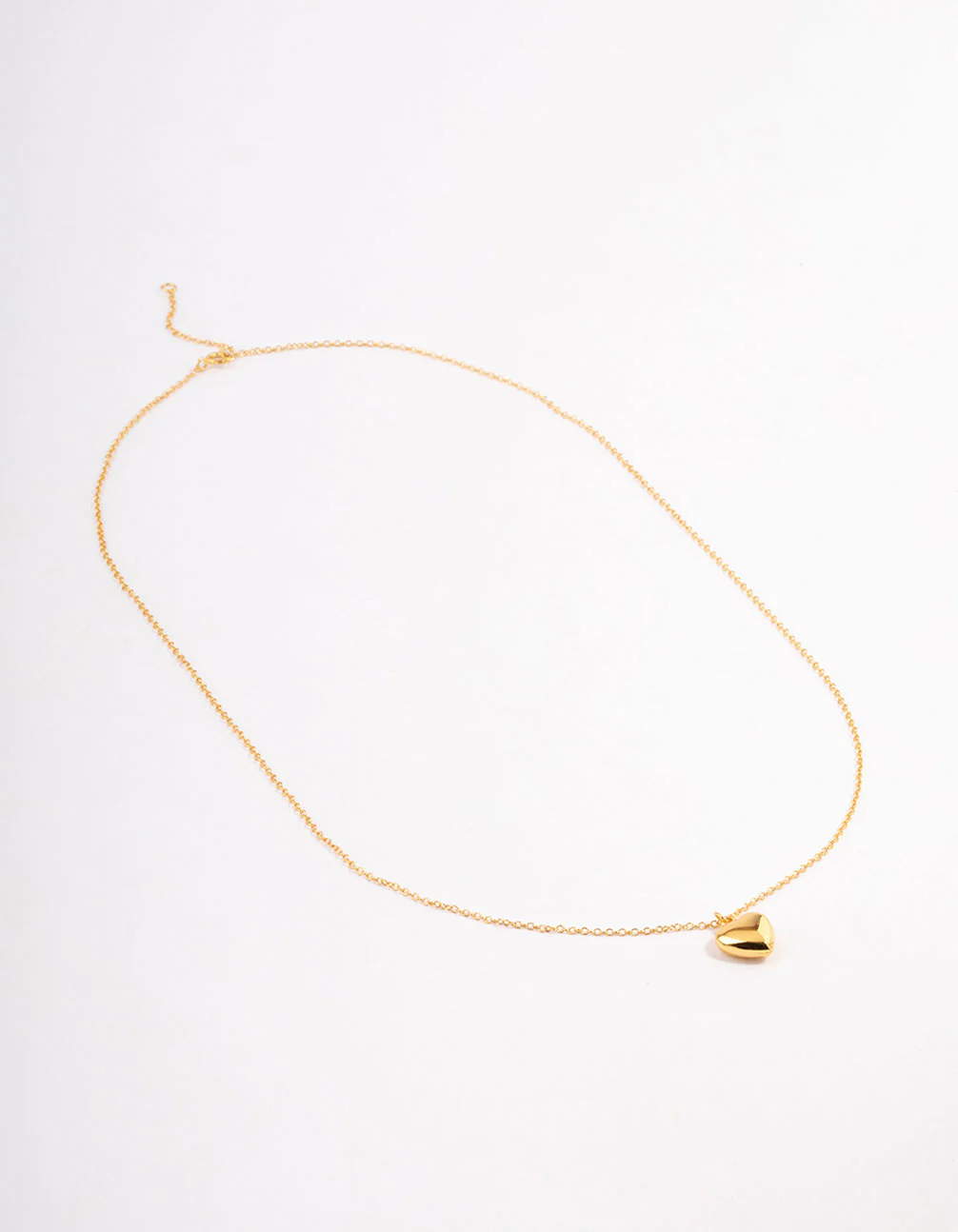 Gold Plated Sterling Silver Puffed Heart Necklace - Image 2
