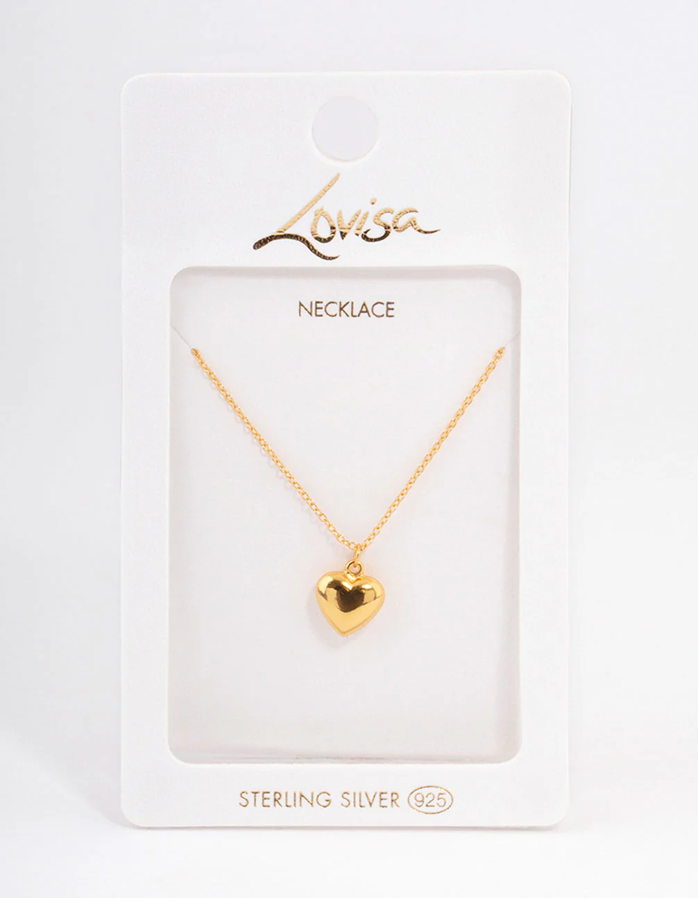 Gold Plated Sterling Silver Puffed Heart Necklace - Image 3