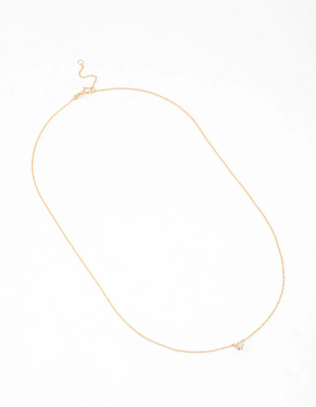 Gold Plated Sterling Silver Round Cubic Zirconia Dainty Necklace - Image 2
