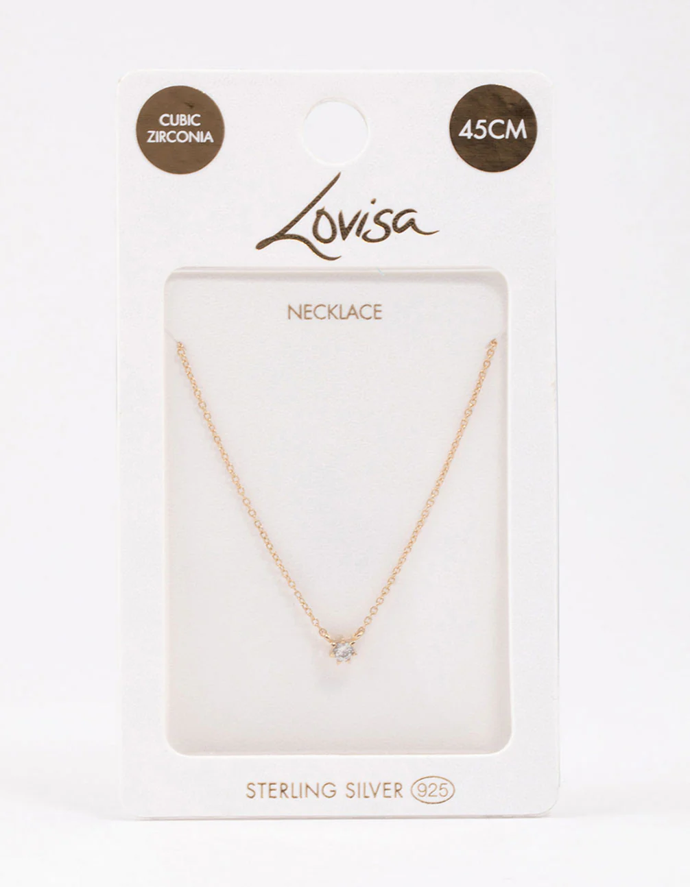 Gold Plated Sterling Silver Round Cubic Zirconia Dainty Necklace - Image 4
