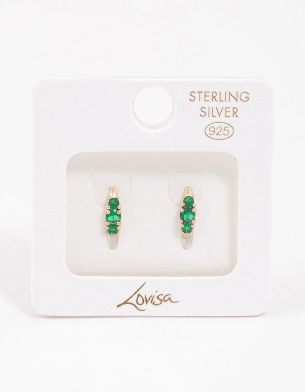 Gold Plated Sterling Silver Round Cubic Zirconia Huggie Earrings - Image 3