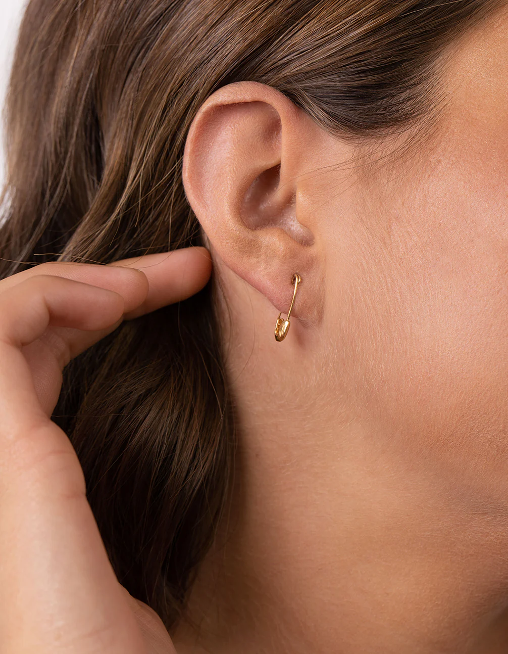 Gold Plated Sterling Silver Safety Pin Earrings - Image 2