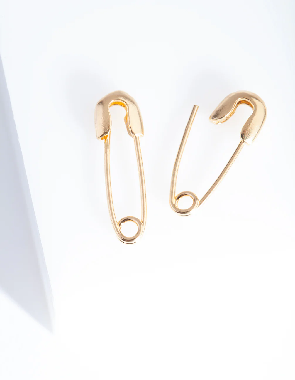Gold Plated Sterling Silver Safety Pin Earrings - Image 3