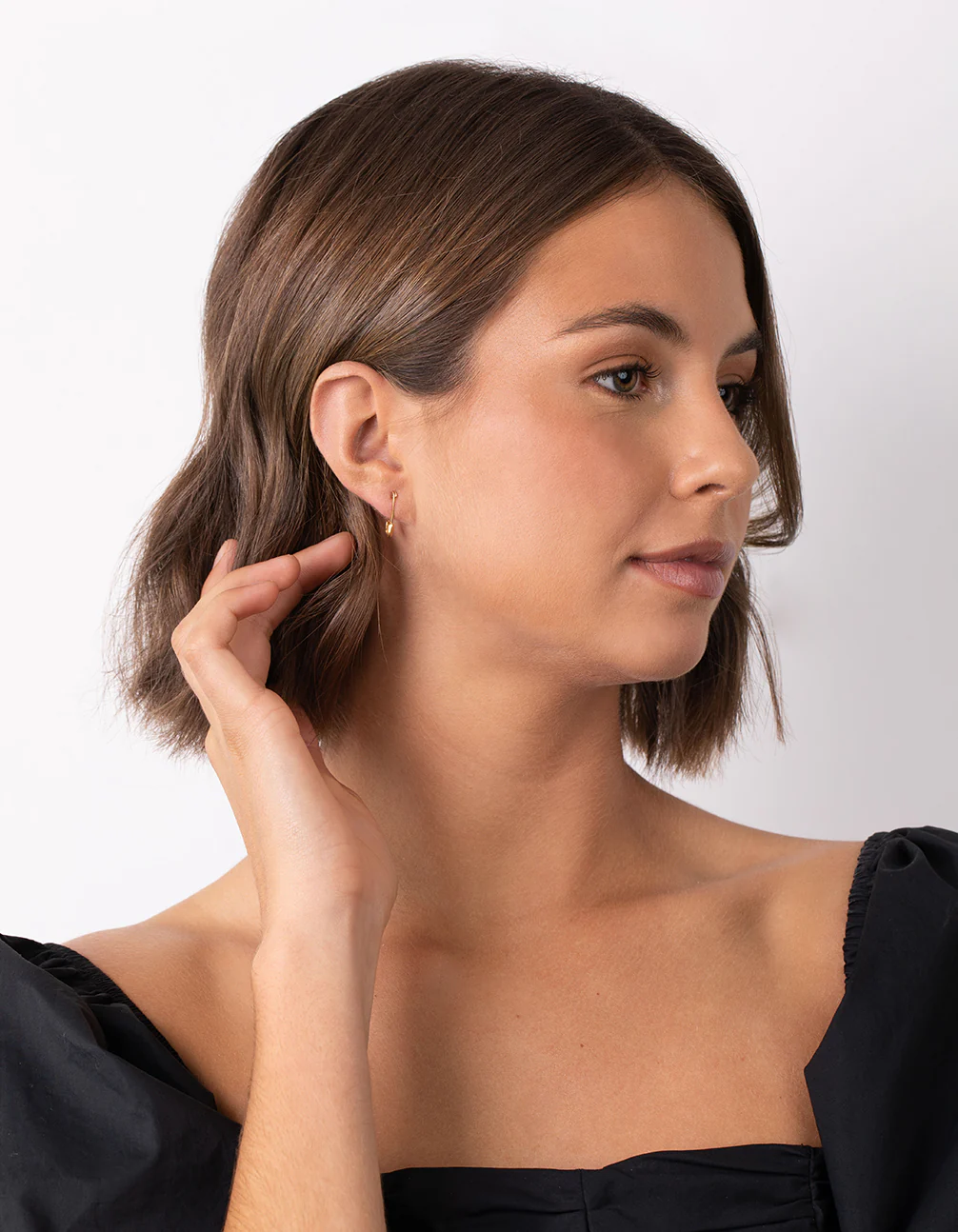 Gold Plated Sterling Silver Safety Pin Earrings - Image 4