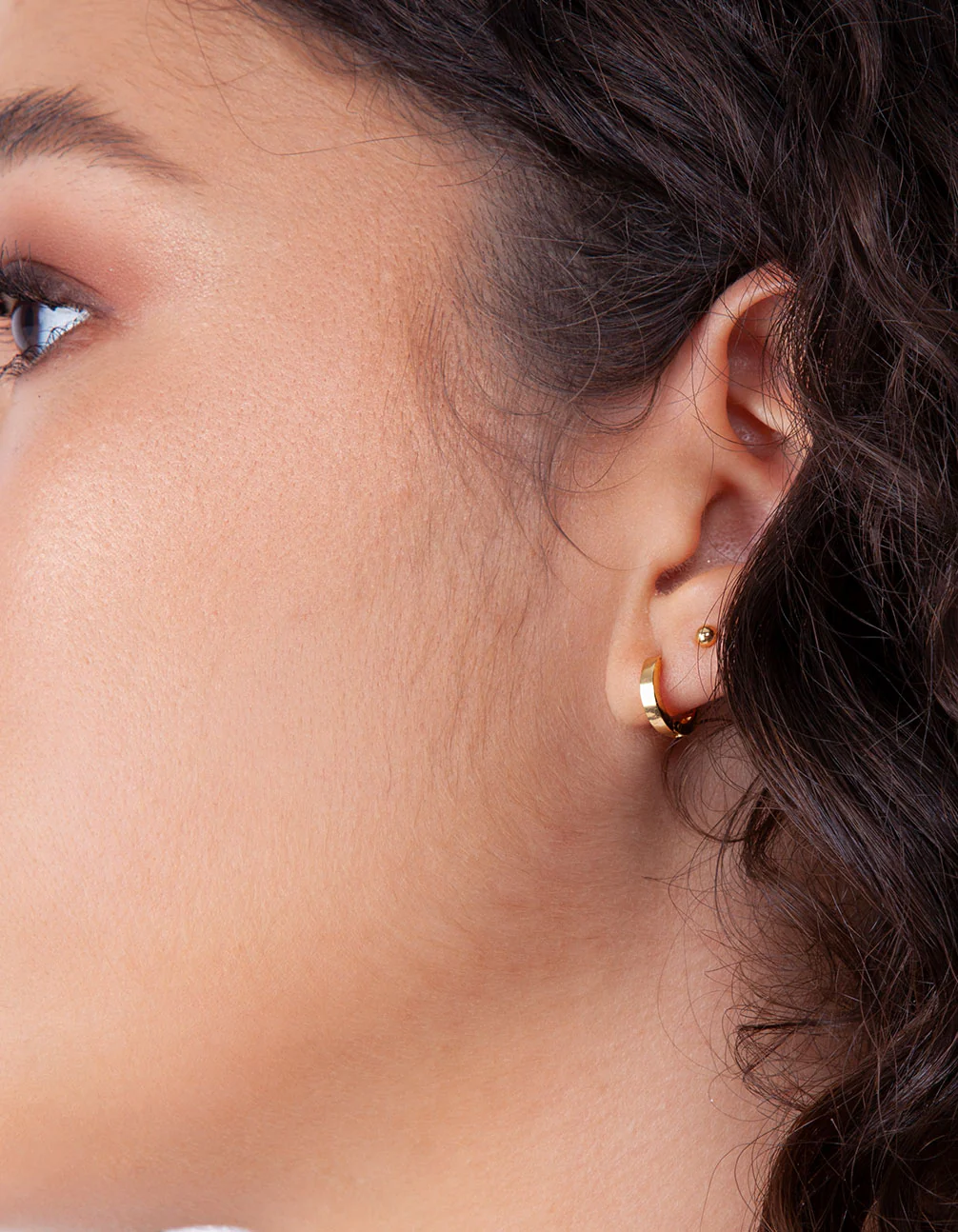 Gold Plated Sterling Silver Huggie Hoop Earrings - Image 3