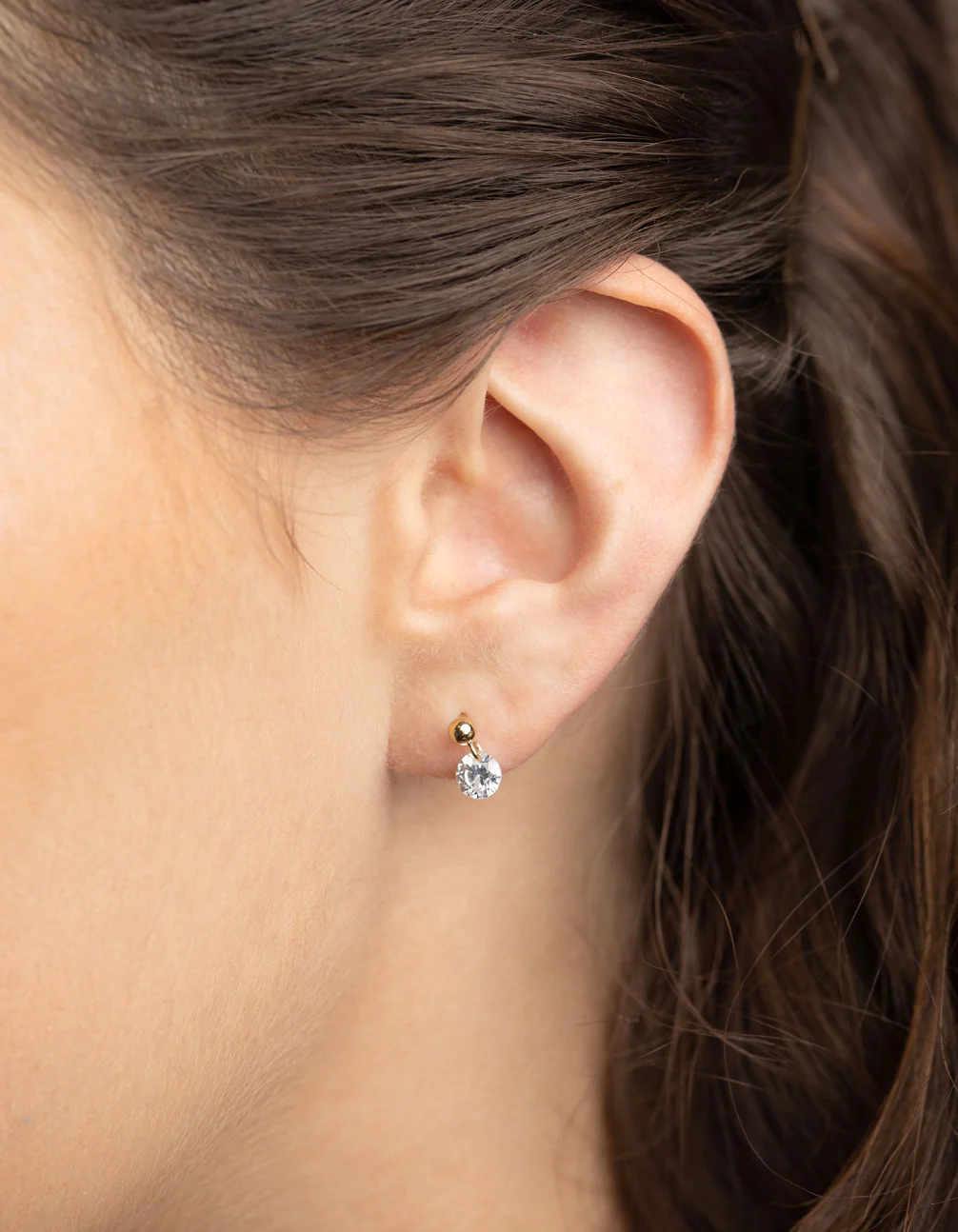 Gold Plated Sterling Silver Diamante Stud Earrings - Image 2