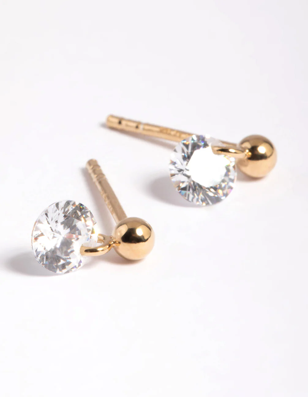 Gold Plated Sterling Silver Diamante Stud Earrings - Image 3