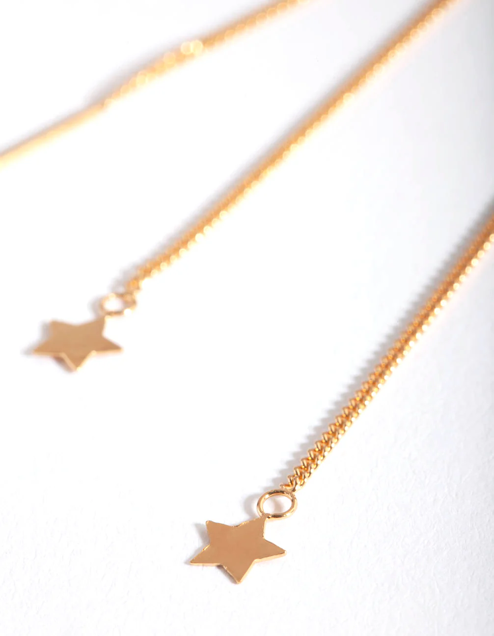 Gold Plated Sterling Silver Star Thread Through Earrings - Image 3