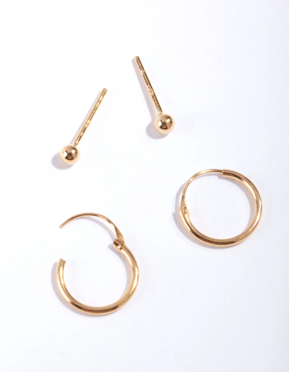 Gold Plated Sterling Silver Stud Hoop Pack - Image 2
