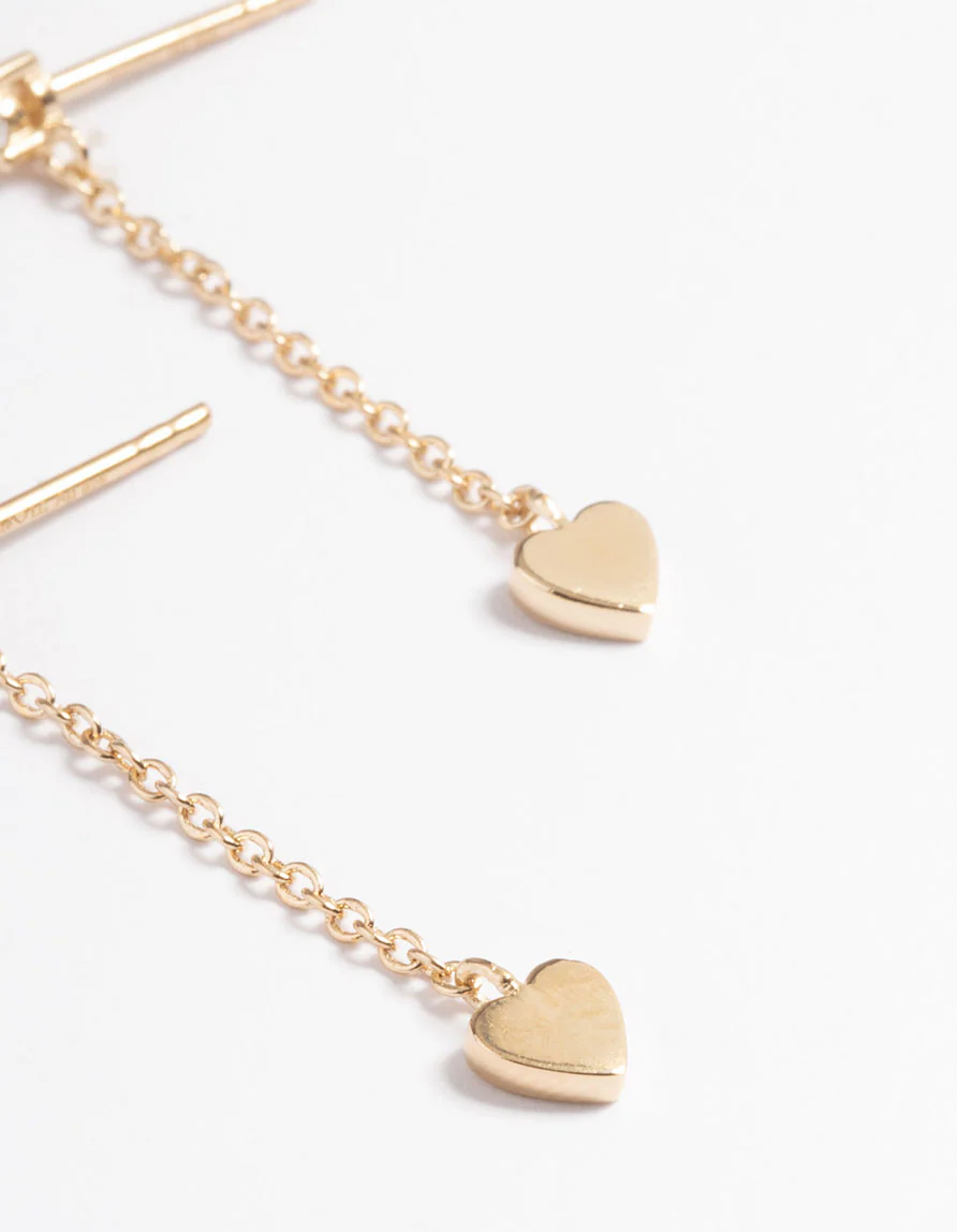 Gold Sterling Plated Thread Heart Earrings - Image 2