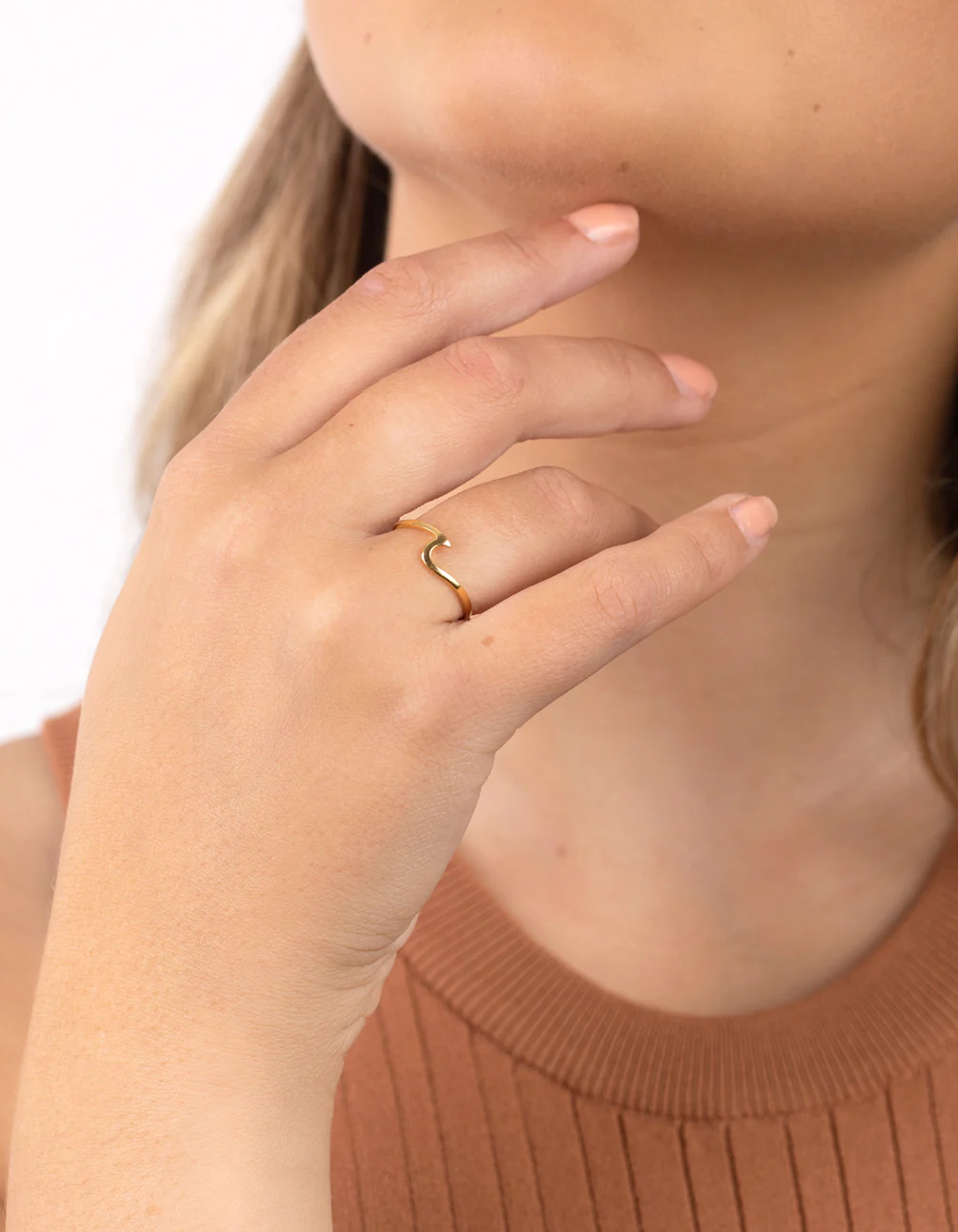 Gold Plated Sterling Silver Ocean Wave Ring - Image 2