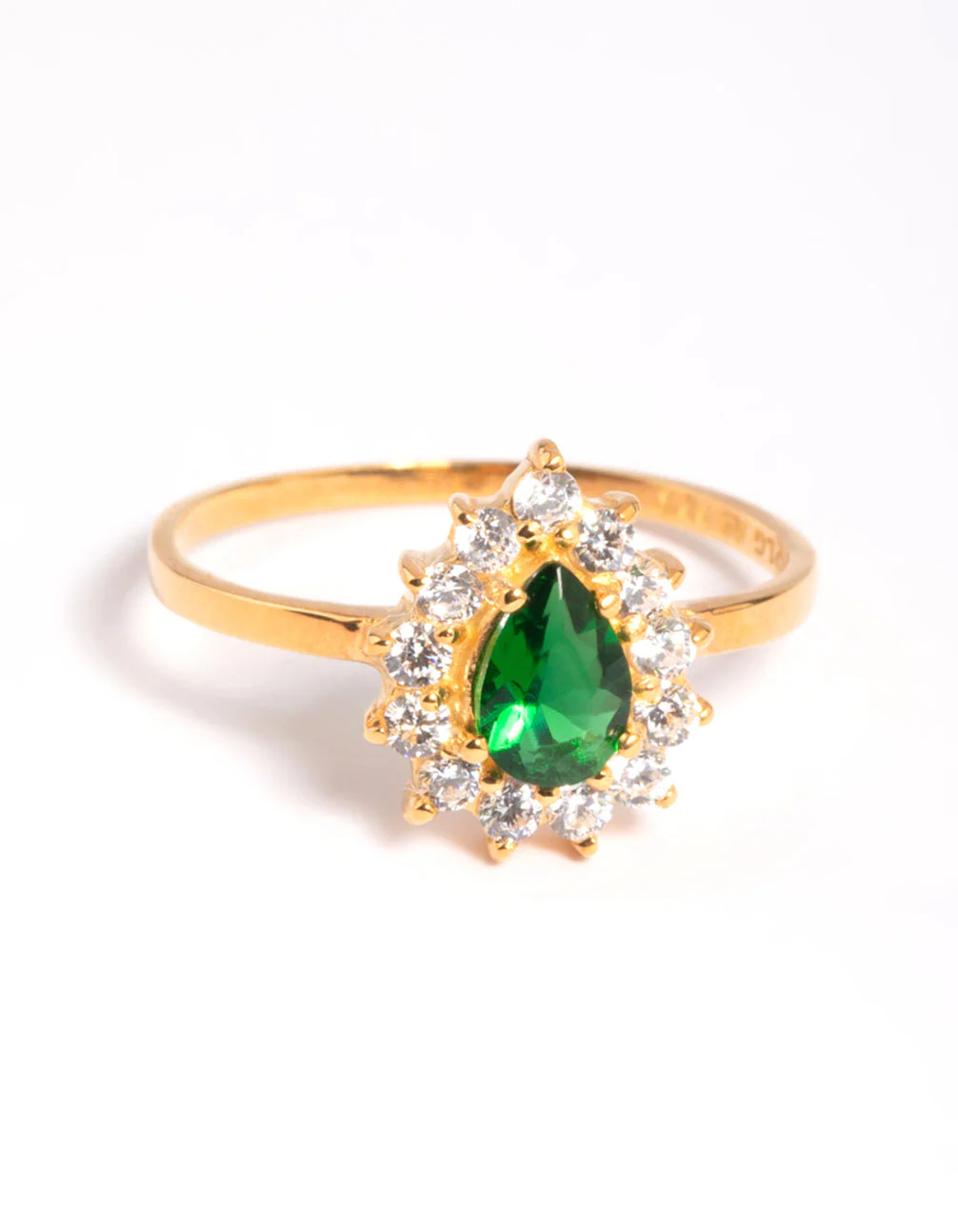 Gold Plated Sterling Silver Green Pear Ring - Image 3