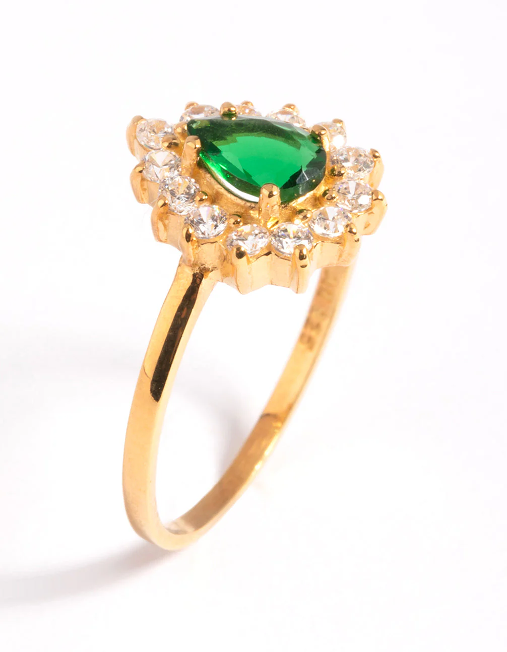 Gold Plated Sterling Silver Green Pear Ring - Image 4