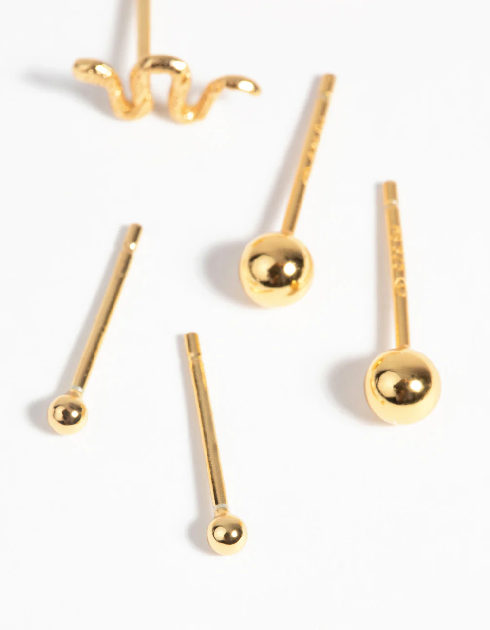 Gold Plated Sterling Silver Snake Stud Earring Pack - Image 4