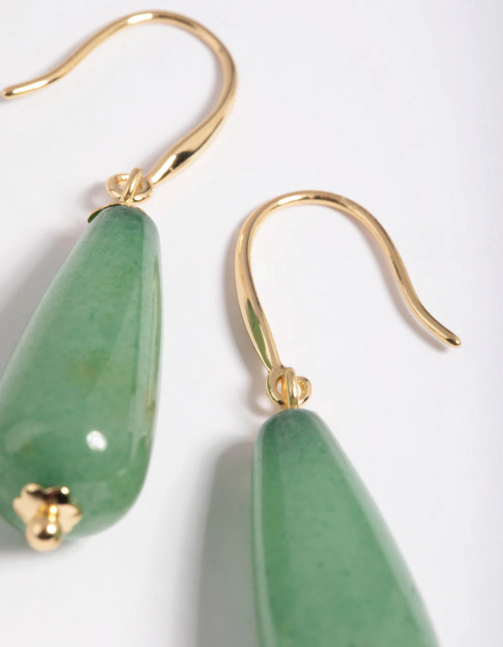 Gold Plated Green Aventurine Drop Earrings - Image 3