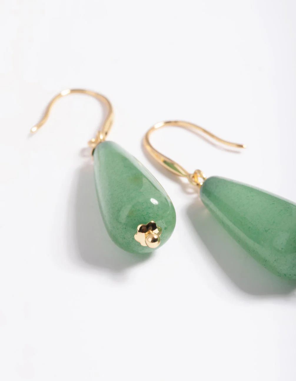 Gold Plated Green Aventurine Drop Earrings - Image 4