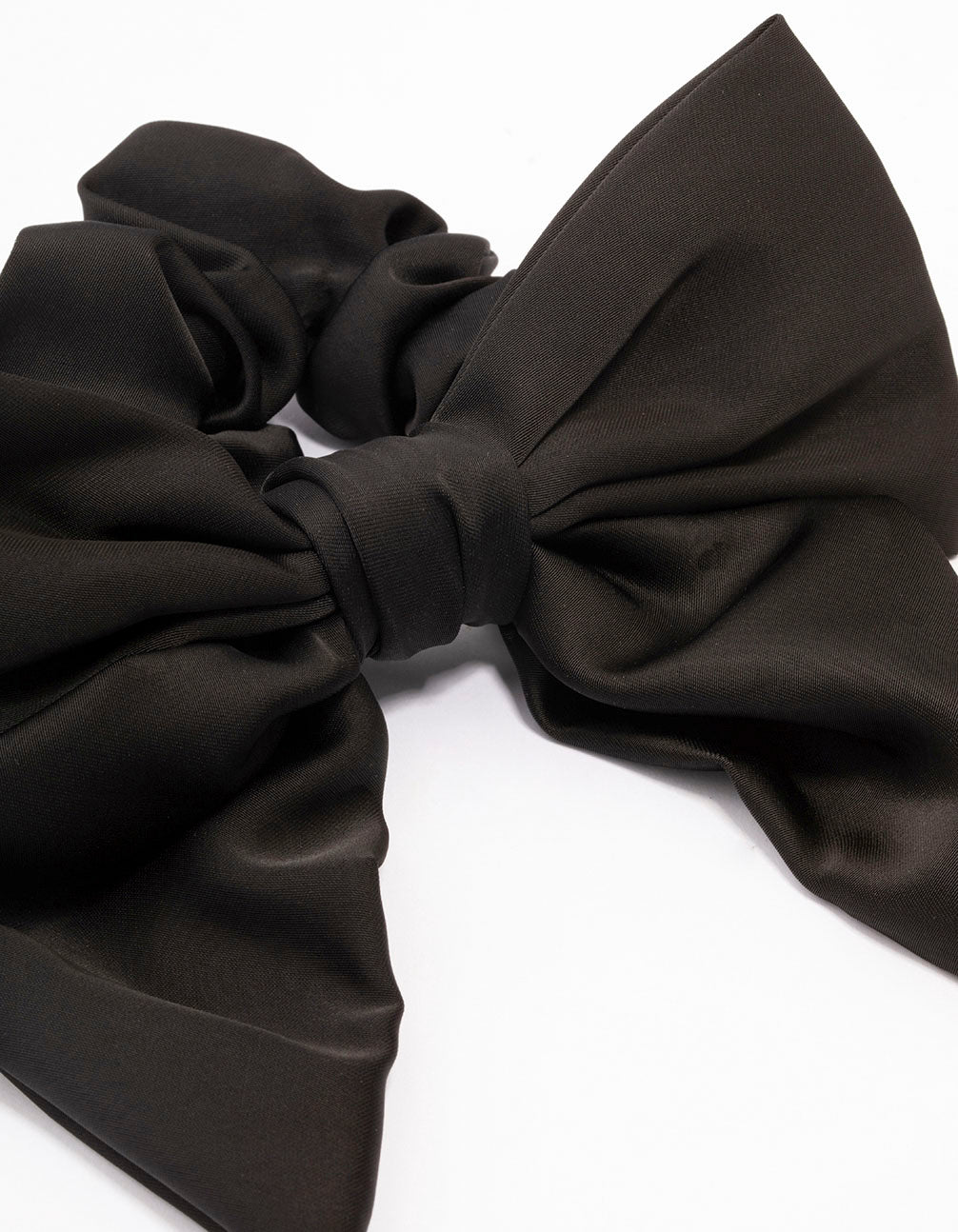 Black Satin Bow Hair Scrunchie - Image 2