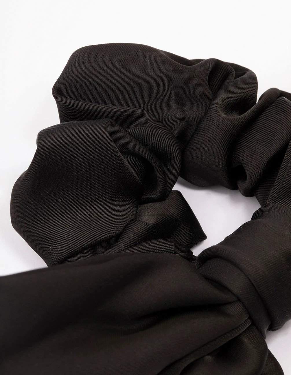Black Satin Bow Hair Scrunchie - Image 3