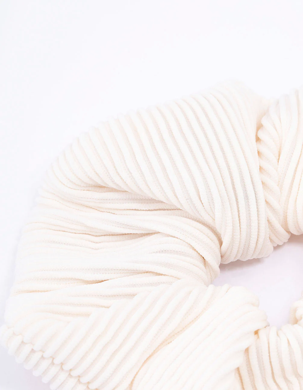 Ivory Ribbed Hair Scrunchie - Image 2
