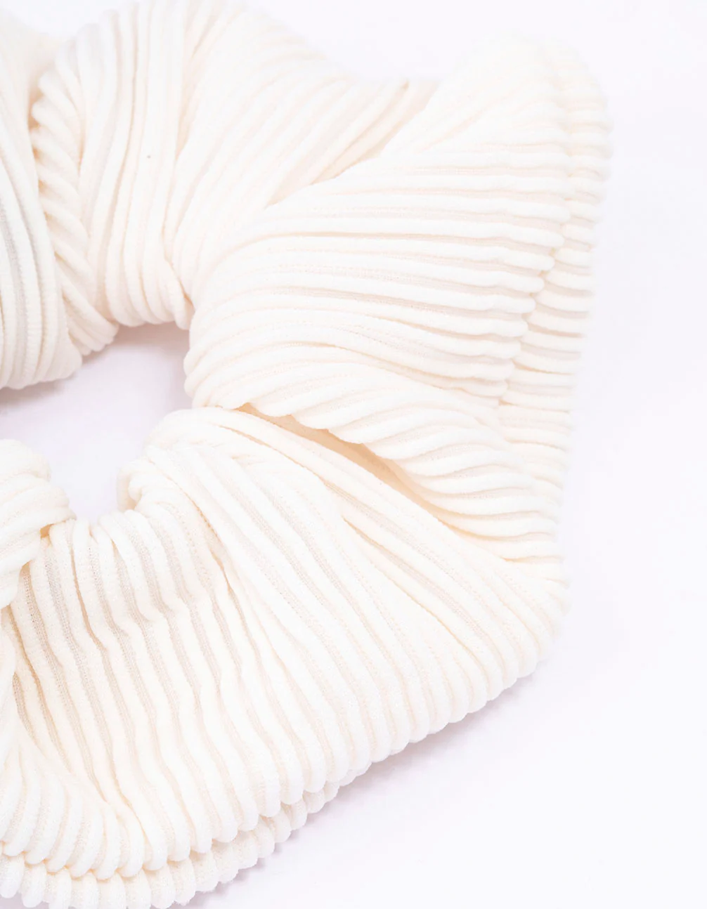Ivory Ribbed Hair Scrunchie - Image 3