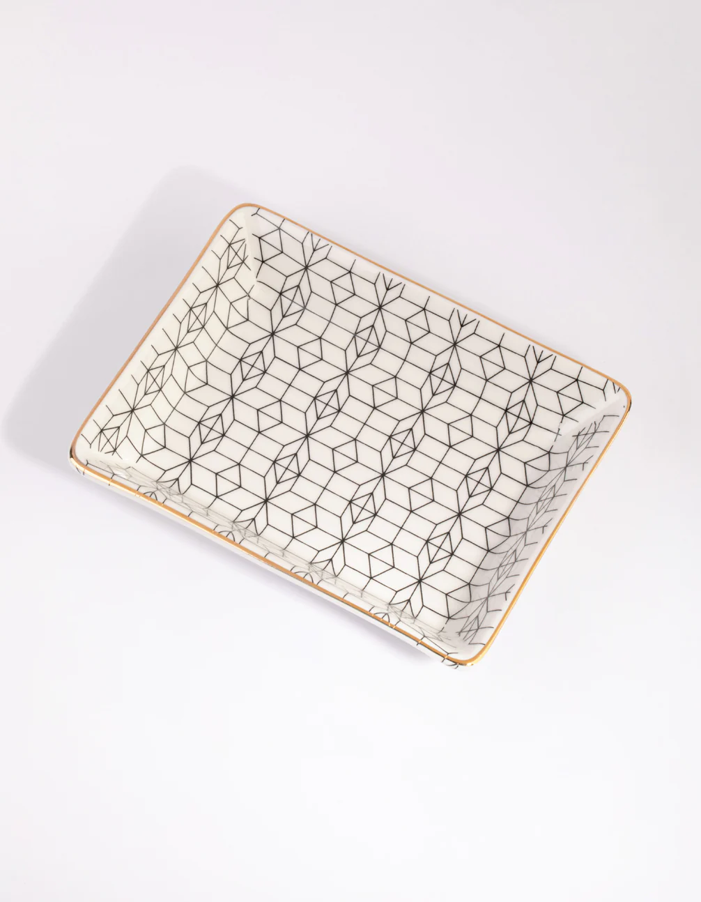 Rectangular Geometric Ceramic Trinket Tray - Image 2