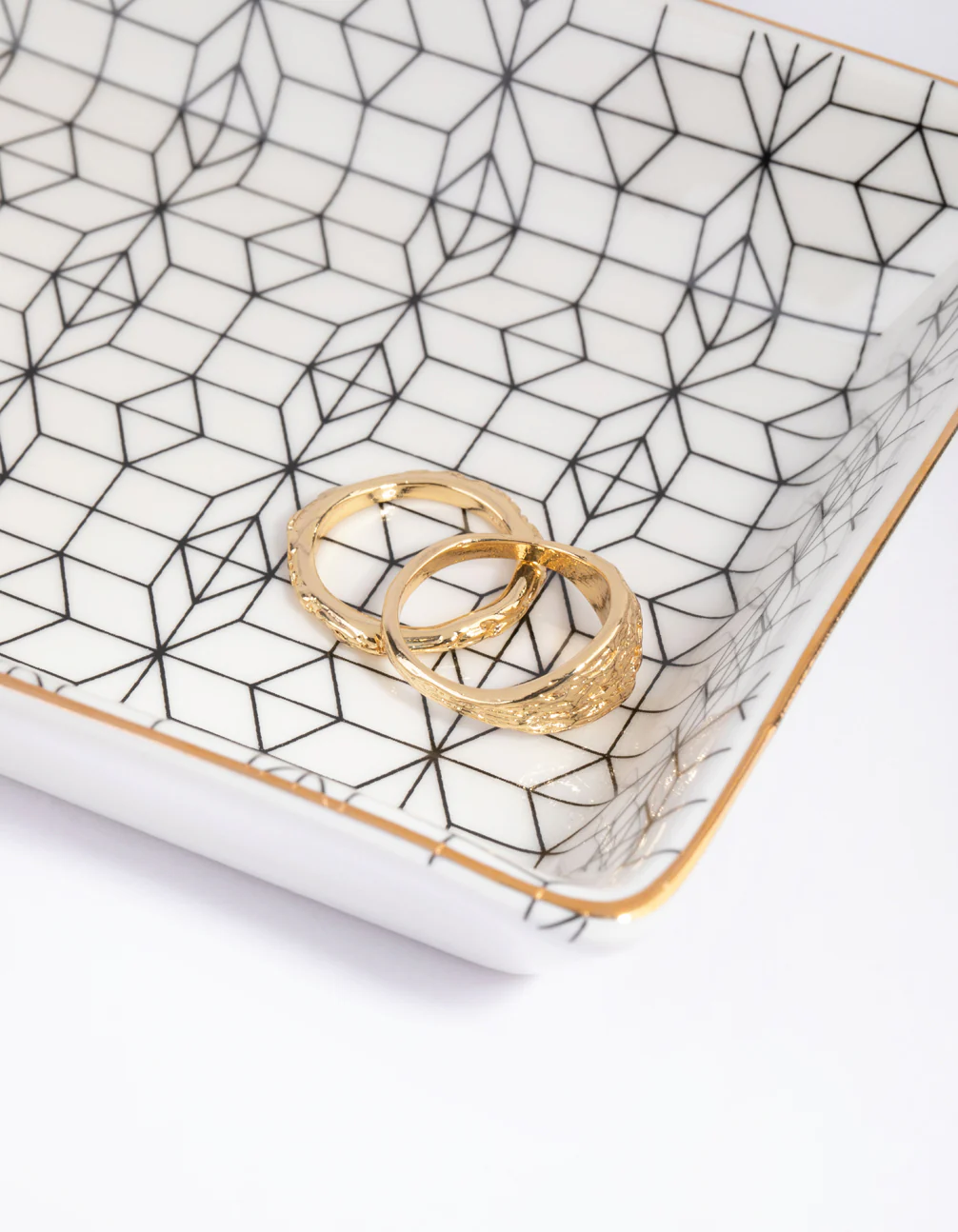 Rectangular Geometric Ceramic Trinket Tray - Image 3