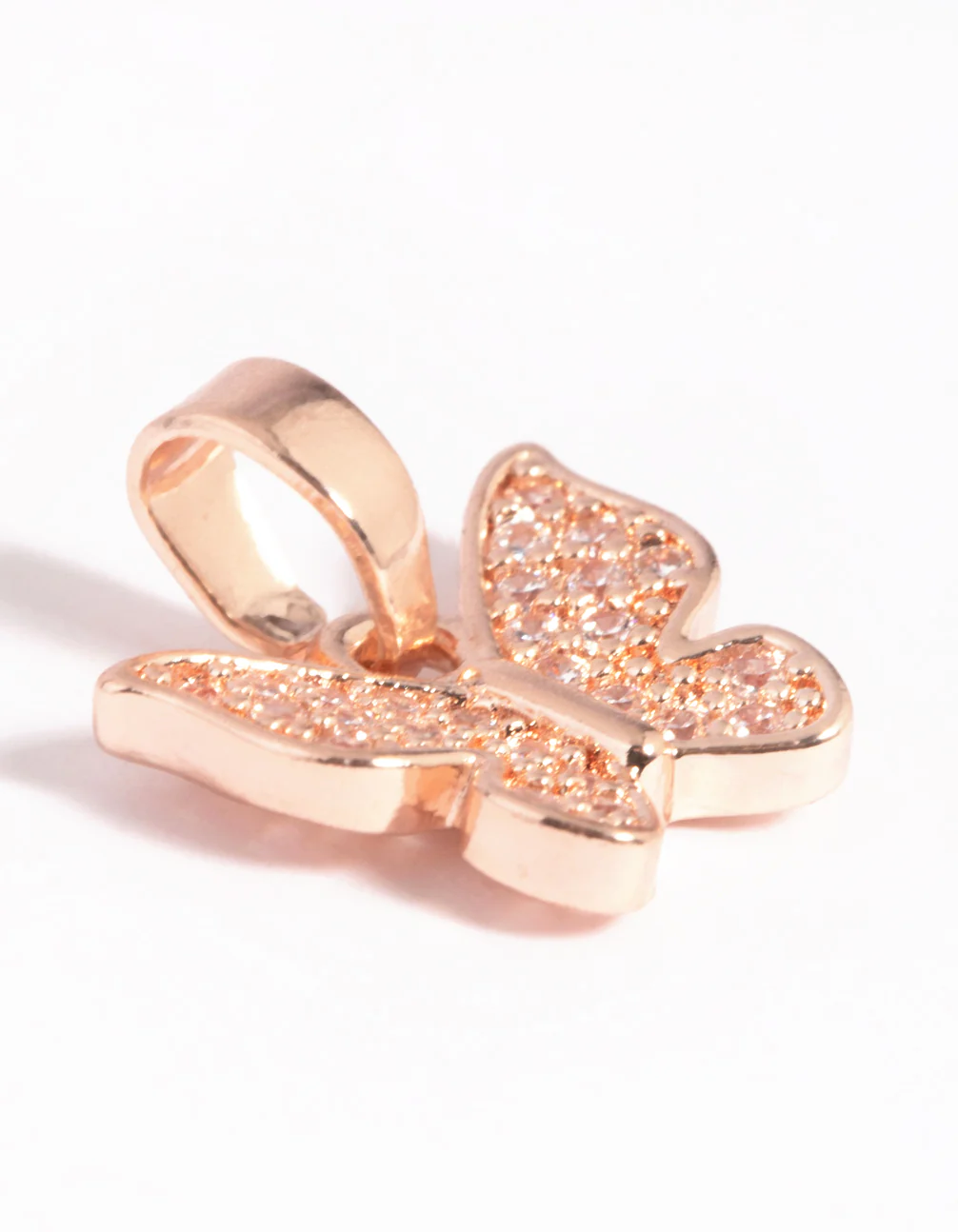 Rose Gold Plated Butterfly Charm with Cubic Zirconia - Image 2