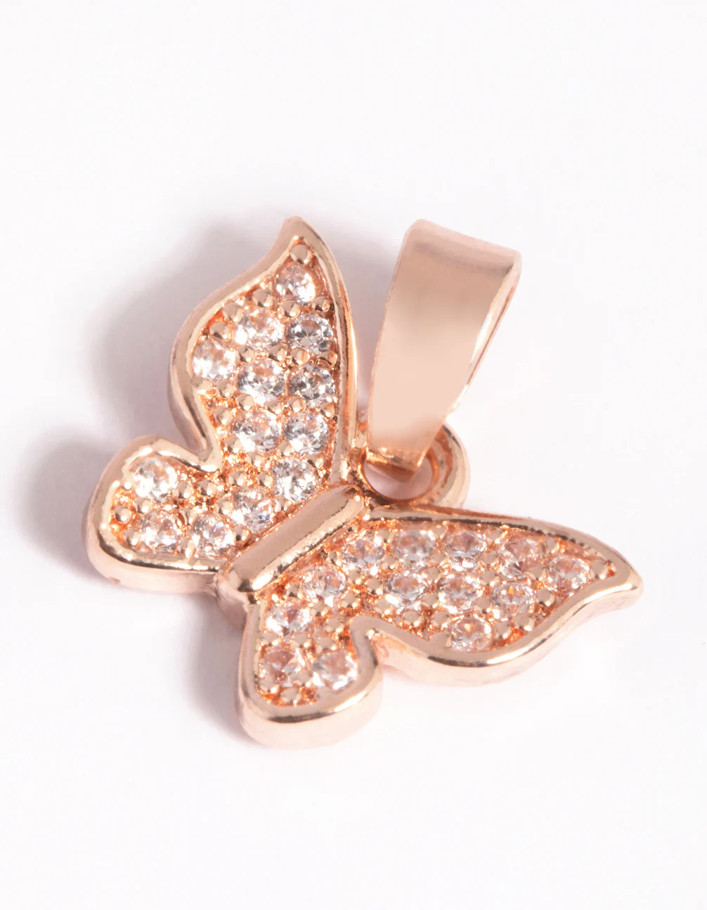 Rose Gold Plated Butterfly Charm with Cubic Zirconia - Image 3