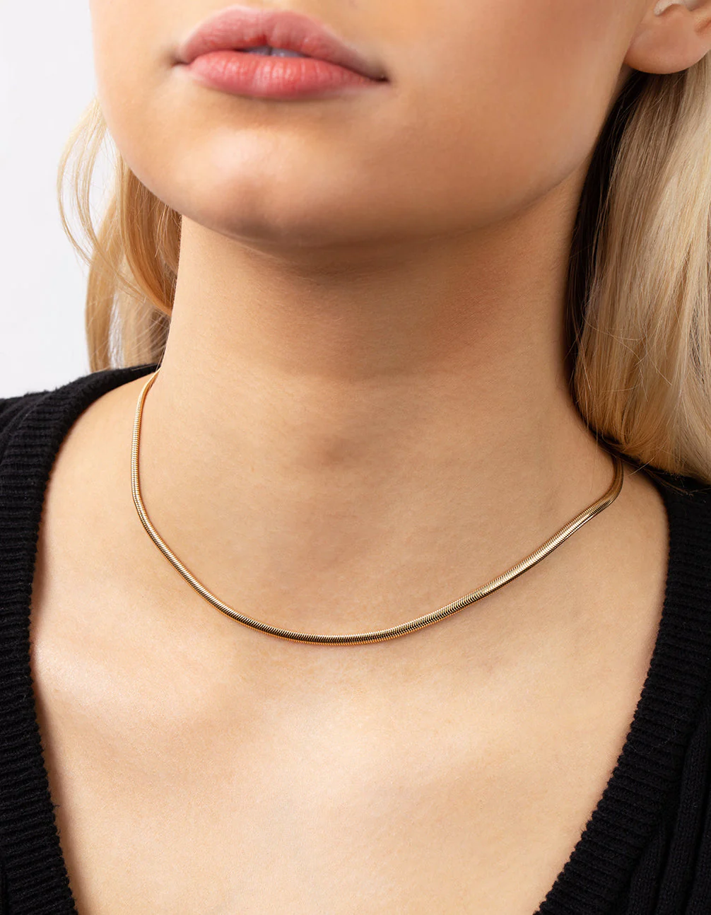 Real Gold Plated 35cm Flat Snake Necklace - Image 2