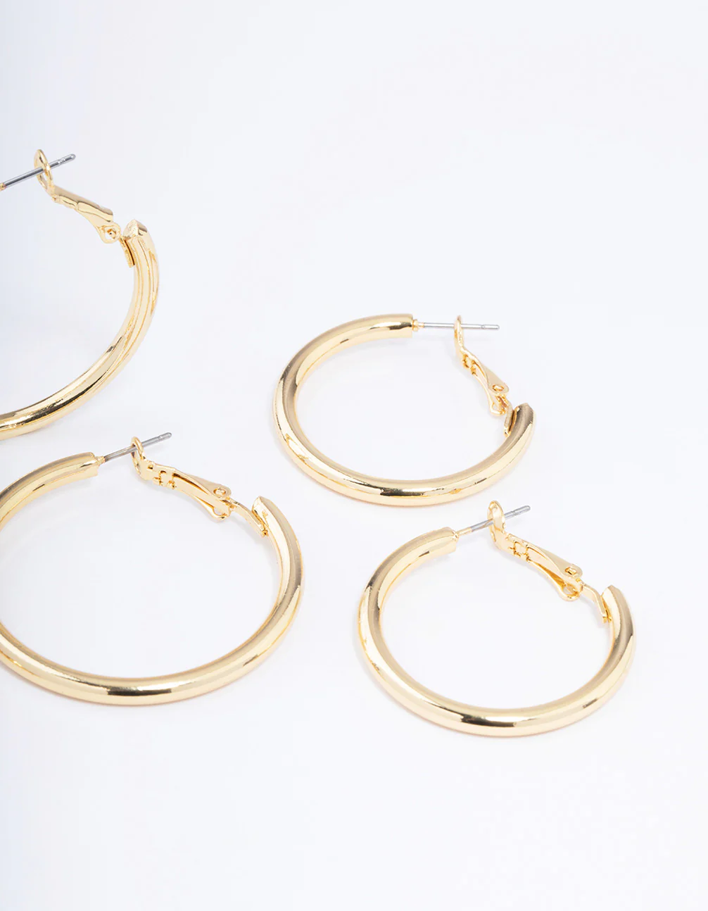 Gold Plated Basic Thick Hoop Earrings Pack - Image 3