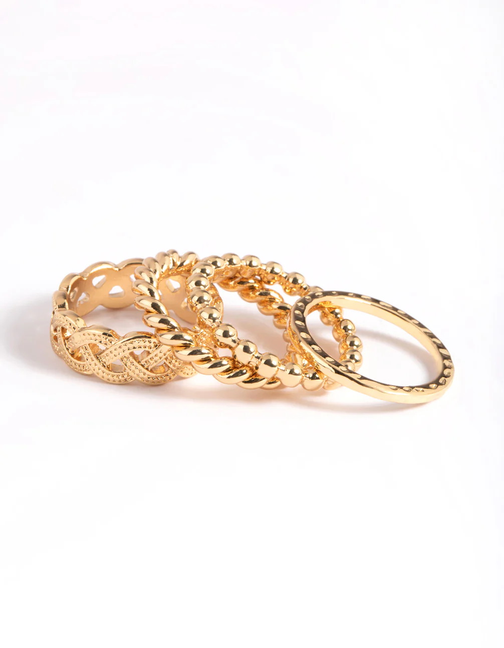 Gold Plated Twisted Ring Stack 4-Pack - Image 3