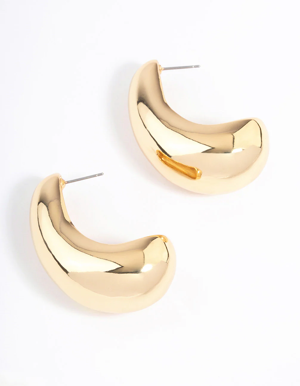 Gold Plated Bold Wide Hoop Earrings - Image 3