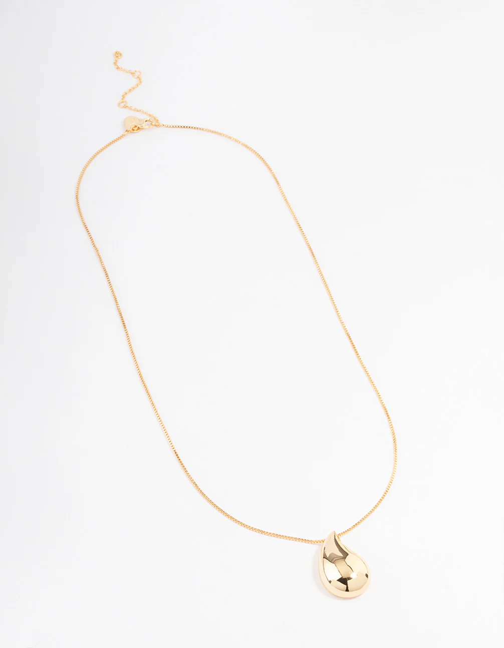 Gold Plated Box Chain Drop Necklace - Image 2