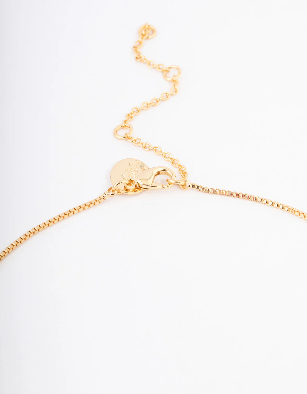 Gold Plated Box Chain Drop Necklace - Image 3