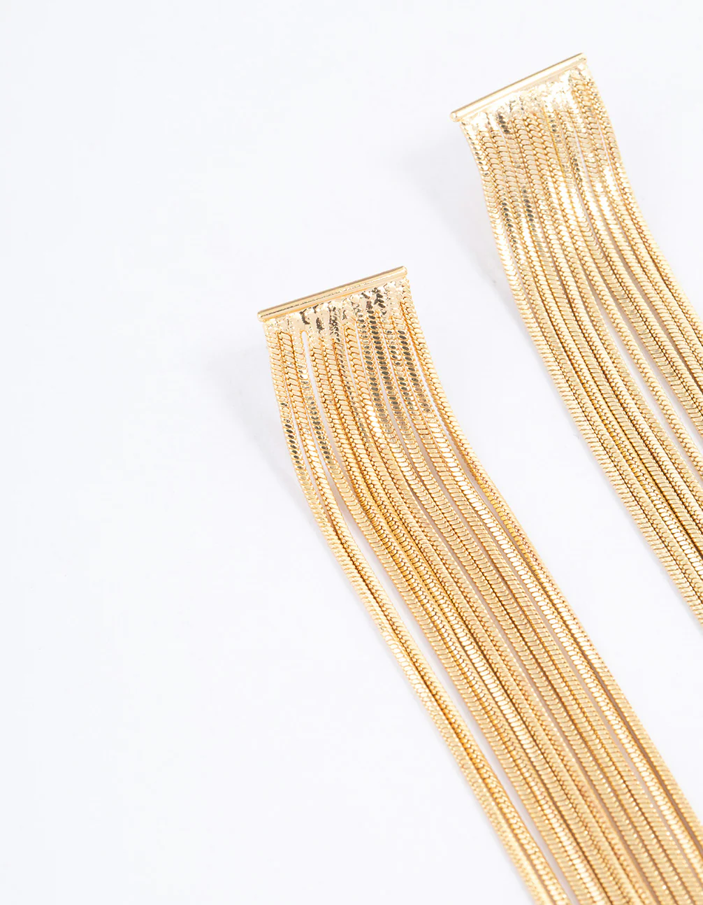 Gold Plated Box Chain Waterfall Drop Earrings - Image 2
