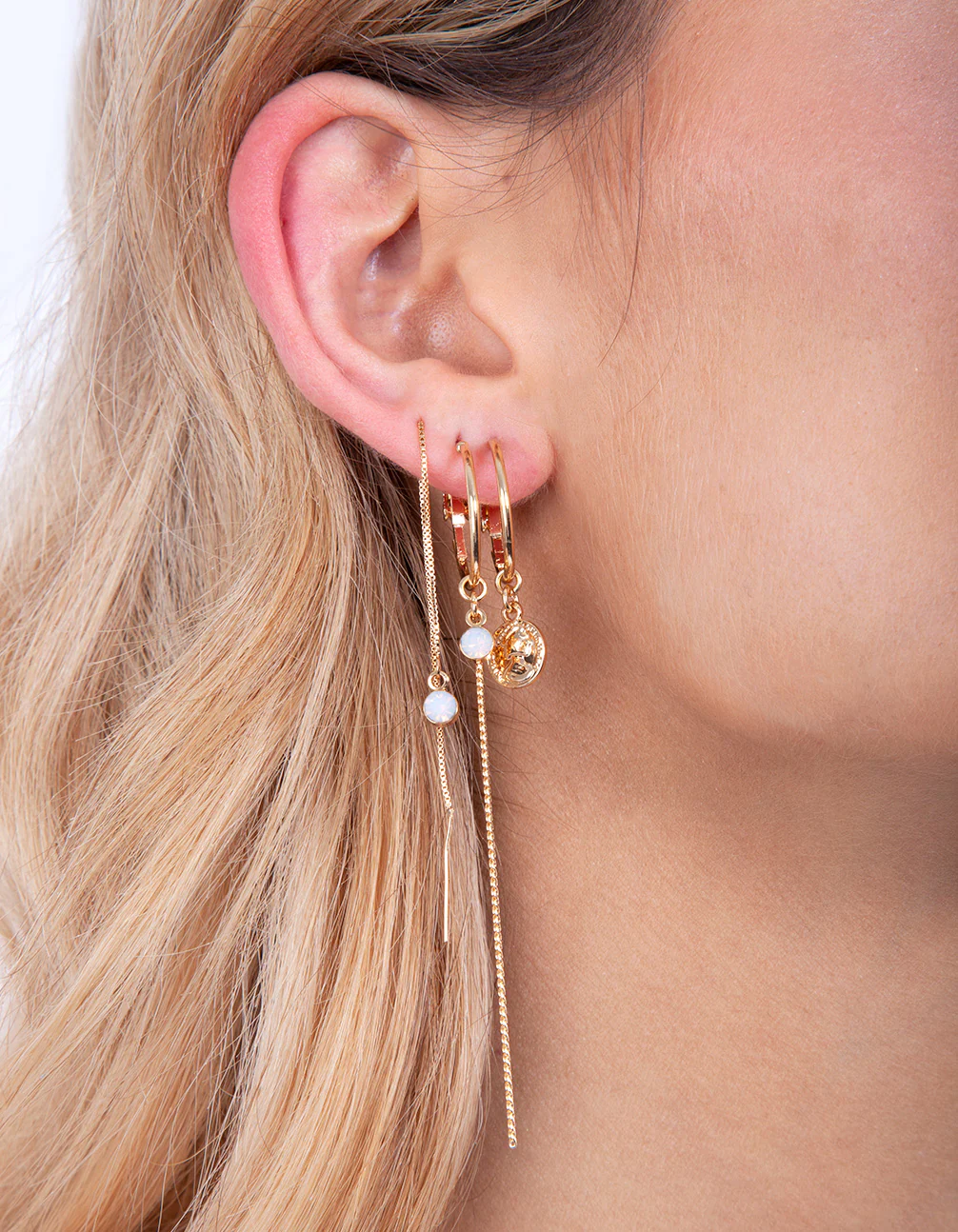 Gold Plated Charm Hoop Earring Pack - Image 3