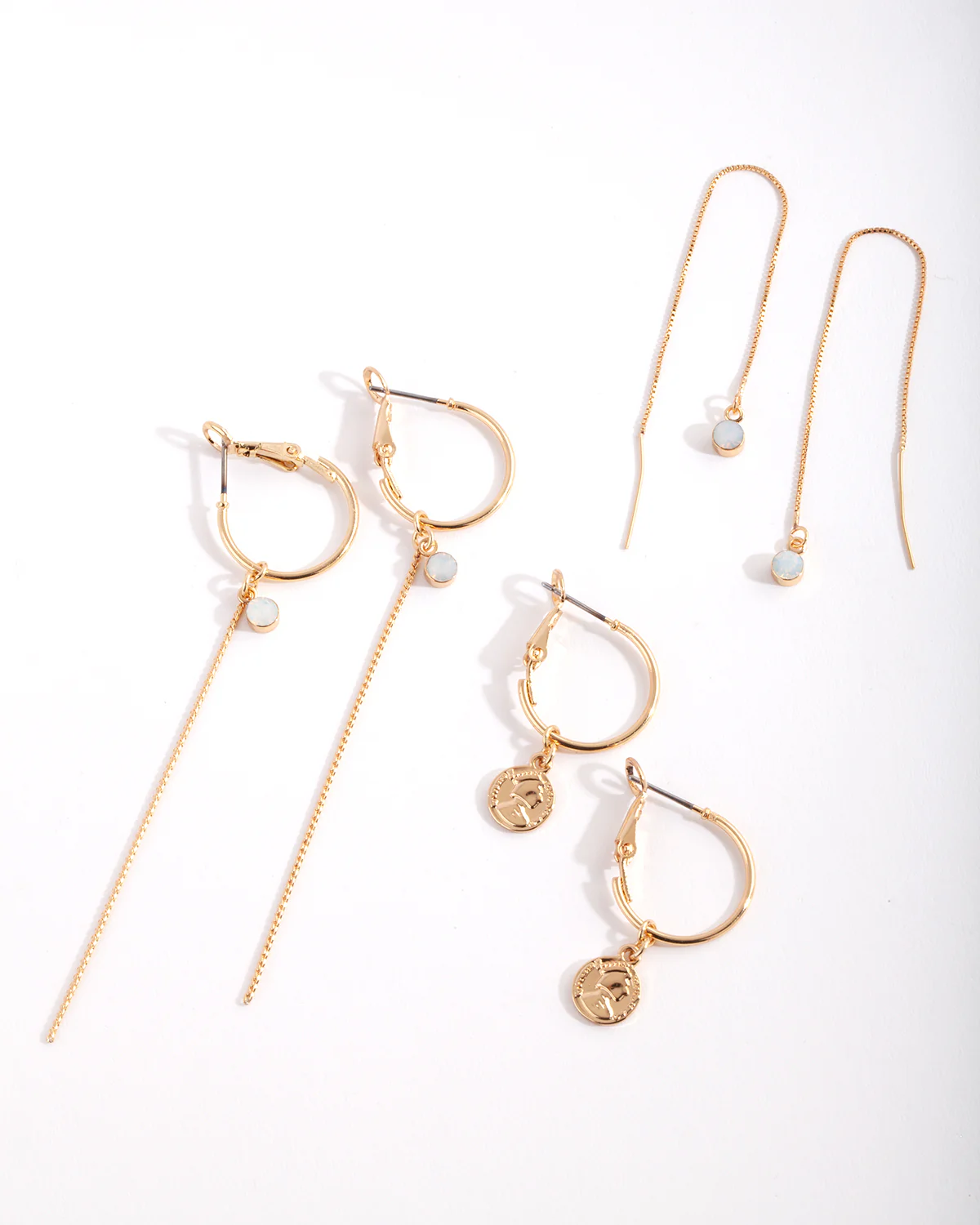 Gold Plated Charm Hoop Earring Pack - Image 4