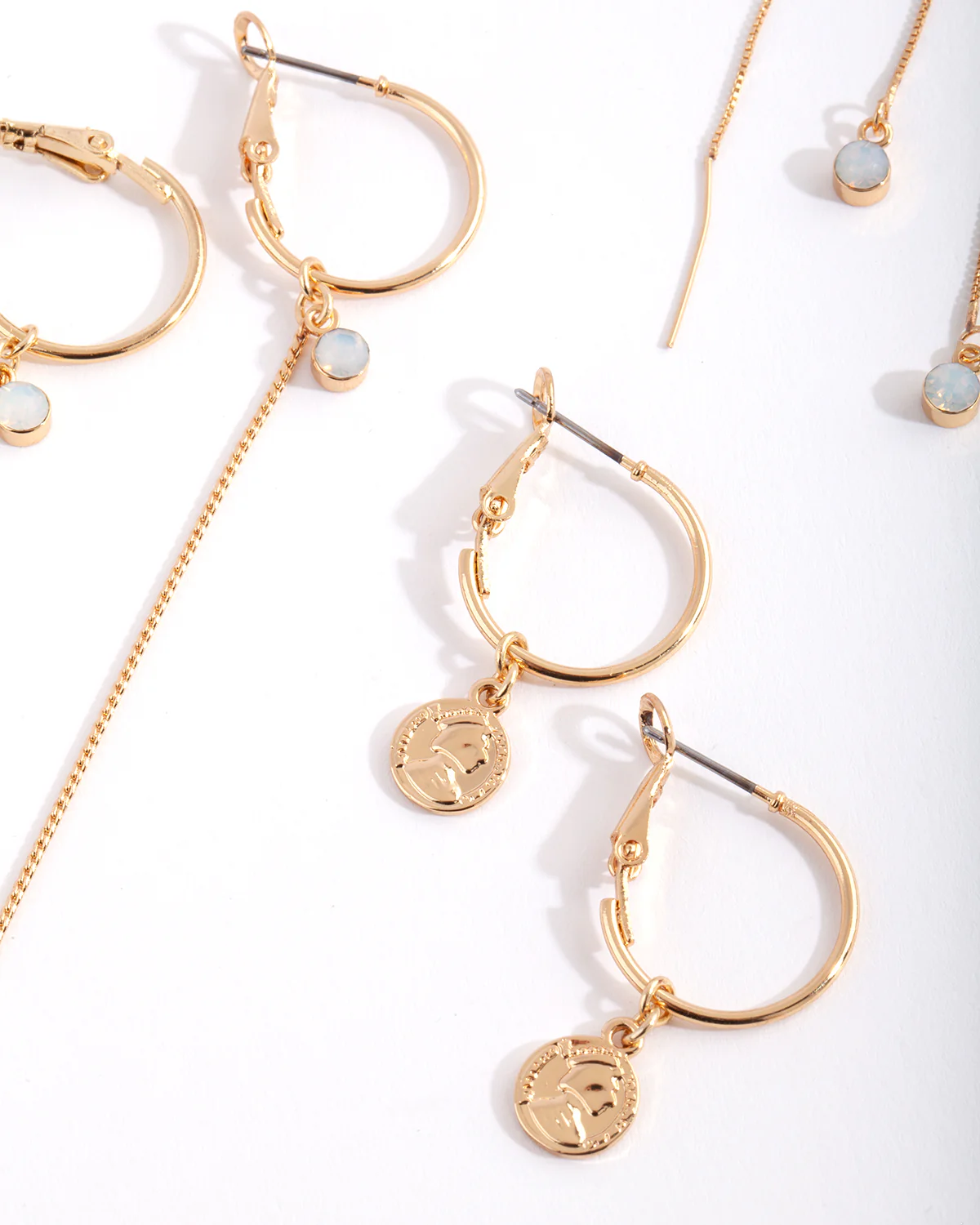 Gold Plated Charm Hoop Earring Pack - Image 5