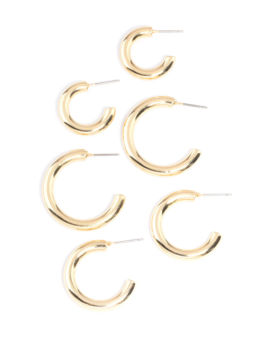 Gold Plated Chunky Hoop Earrings Pack - Image 3