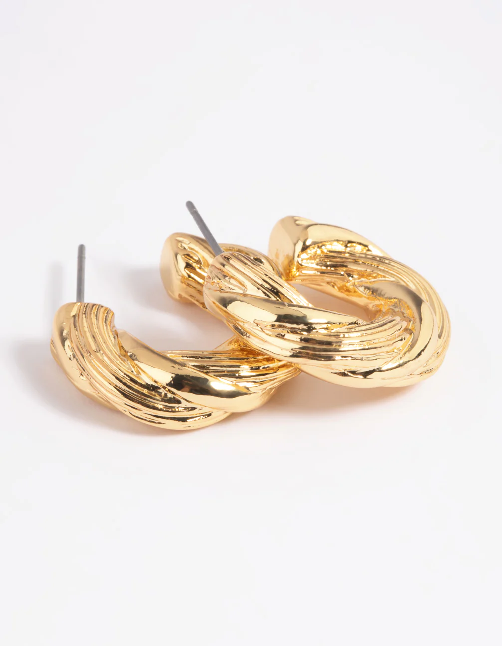 Gold Plated Chunky Swirl Hoop Earrings - Image 2