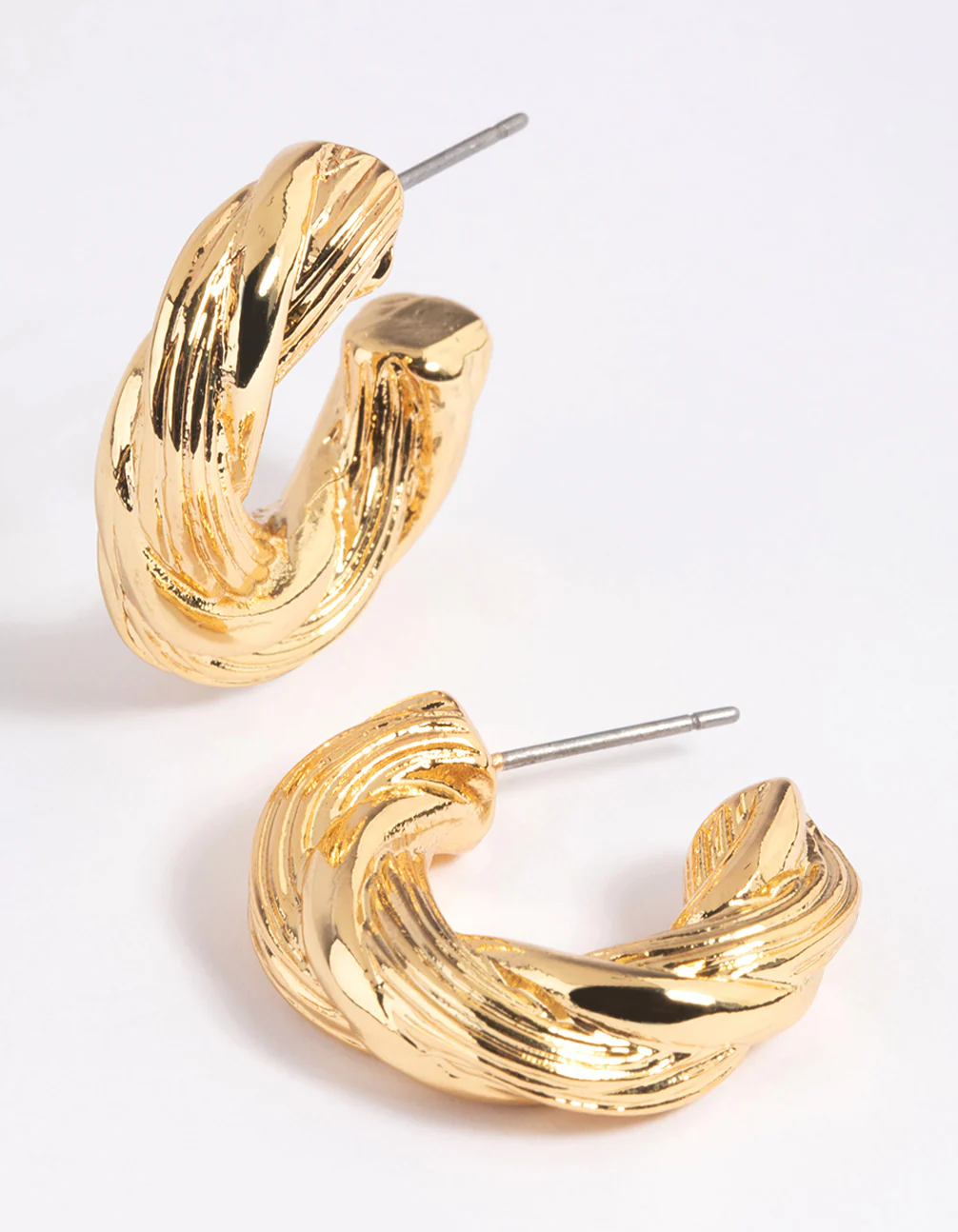 Gold Plated Chunky Swirl Hoop Earrings - Image 3