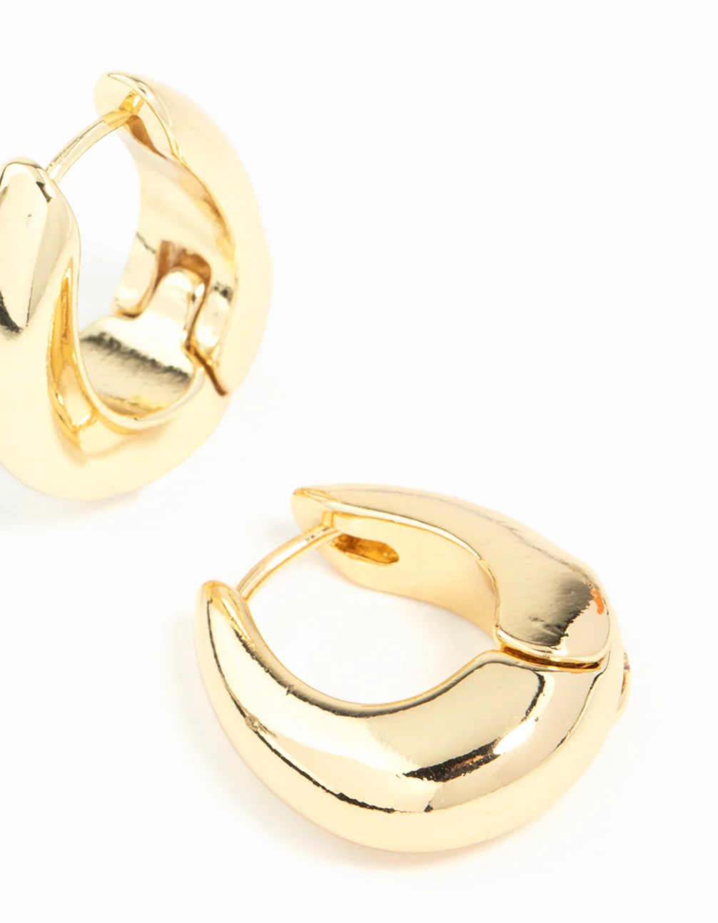 Gold Plated Chunky Oval Huggie Hoop Earrings - Image 4